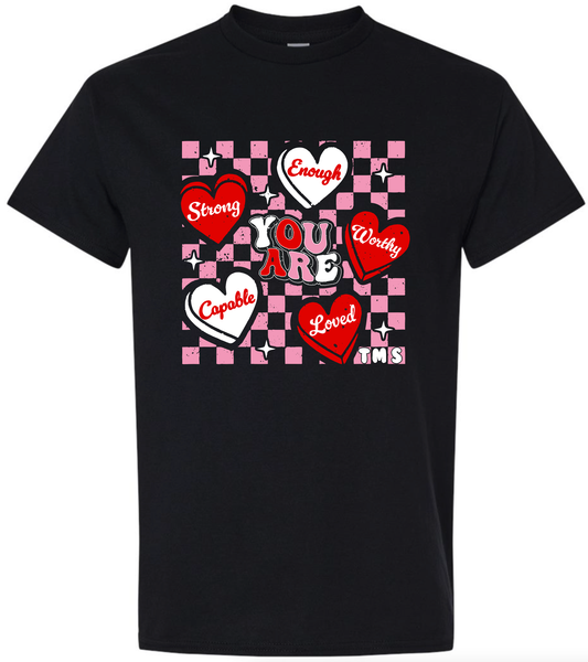 Checkered Hearts - Short Sleeve T-Shirt