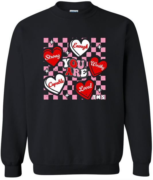 Checkered Hearts - Crewneck Sweatshirt